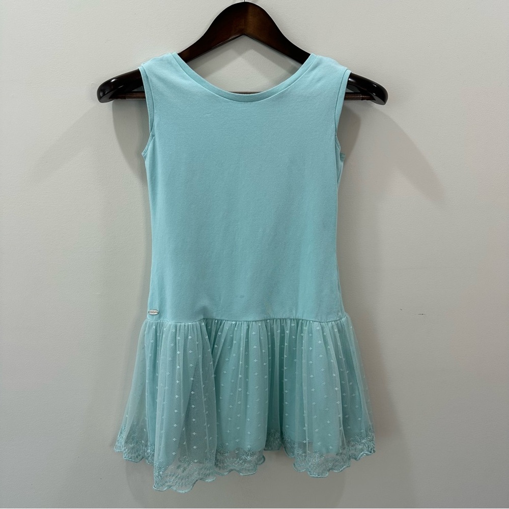 American Girl Truly Me Spring Breeze Dress Girls Size 10 Aqua Mesh Ruffle - Picture 7 of 14